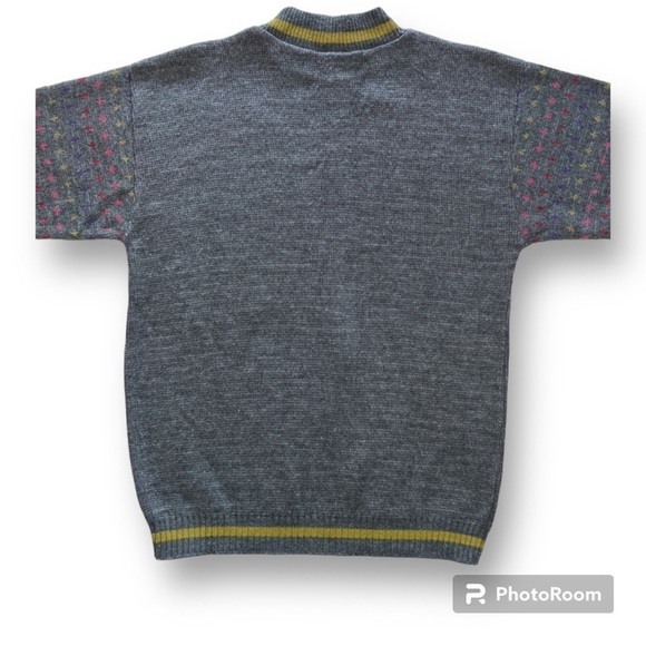 Vintage Mountain Downhill Ski Graphic Sweater Grey Pink Purple - Picture 3 of 15